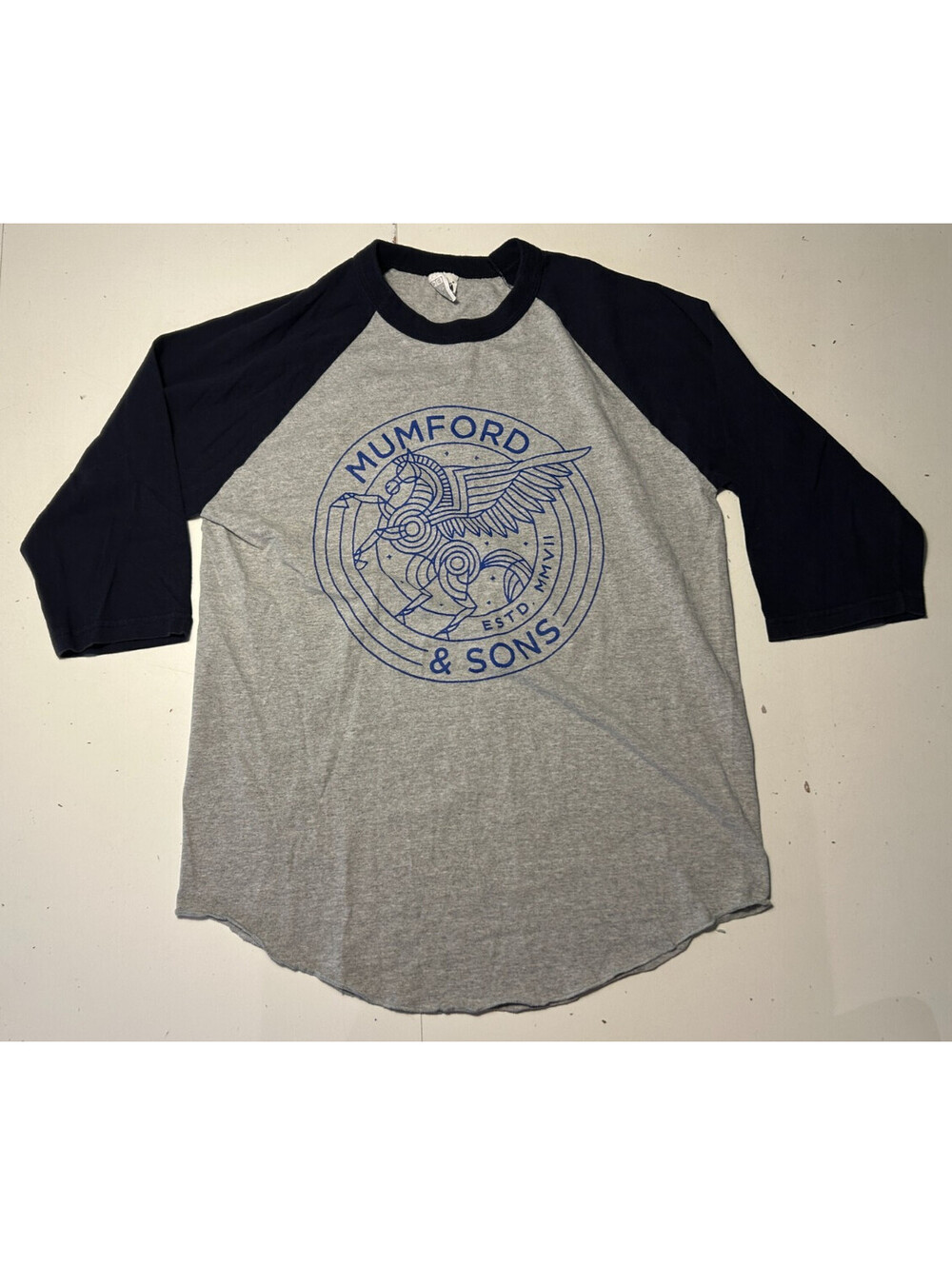 Gray and Navy Raglan Baseball Tee